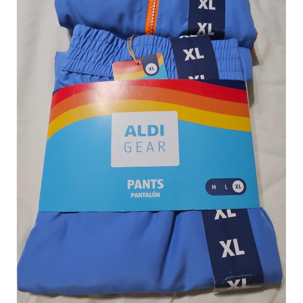 Aldi Gear Tracksuit Men XL Blue Orange Windbreaker Jacket Pants Set Est 1976 NEW